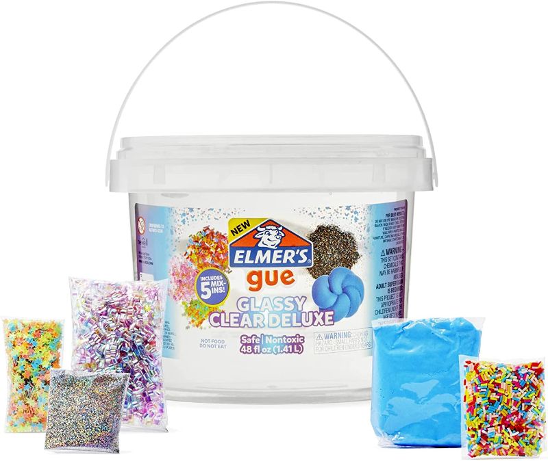 Photo 1 of Elmer's GUE Premade Includes 5 Sets of Slime Add-ins, 3 Lb. Bucket, Glassy Clear
