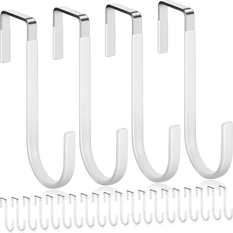 Photo 1 of 24 Pcs Over The Door Coat Hooks Cubicle Coat Hooks for Cubicle Wall Stainless Steel Door Towels Hangers Hooks with Soft Rubber Over The Door Towel Rack for Bathroom, Bedroom, Kitchen, Coats
