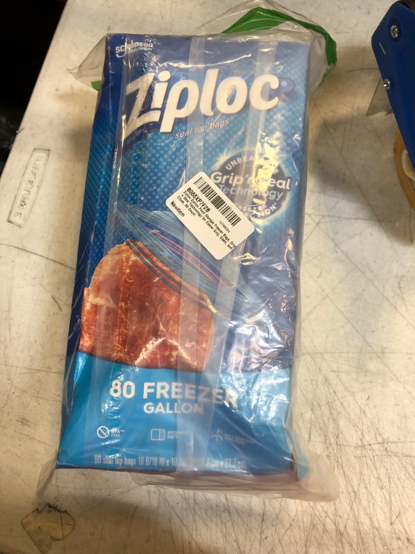 Photo 2 of Ziploc Gallon Food Storage Freezer Bags, Grip 'n Seal Technology for Easier Grip, Open, and Close, 80 Count
