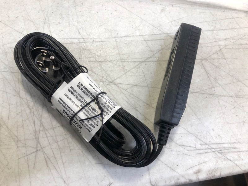 Photo 1 of Amazon Basics 8-Foot 3-Prong Flat Plug Grounded Indoor Extension Cord with 3 Outlets - 13 Amps, 1625 Watts, 125 VAC - Black Black 8 ft Power Strip