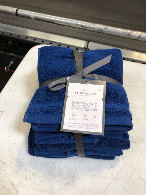 Photo 2 of 6pc Performance Bath Towel Set Blue - Threshold
