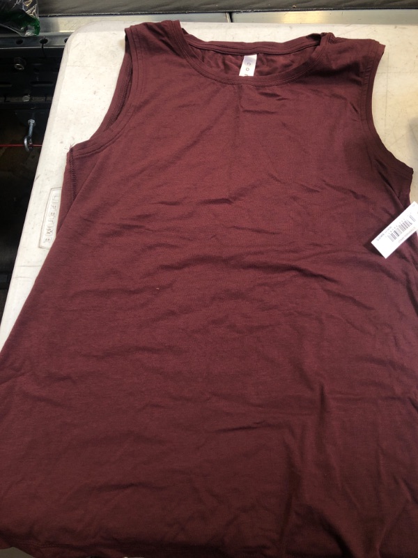 Photo 2 of Core 10 Women's Soft Pima Cotton Standard-Fit Full-Coverage Sleeveless Yoga Tank, Burgundy,
SIZE  X-Small
