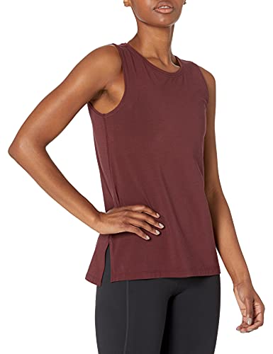 Photo 1 of Core 10 Women's Soft Pima Cotton Standard-Fit Full-Coverage Sleeveless Yoga Tank, Burgundy,
SIZE  X-Small
