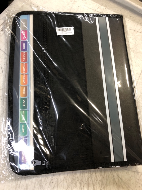 Photo 1 of ThinkTex 13 Pocket Expanding File Folder with Sticky Labels, Accordion File Folder Document Organizer Expanding Zip File Folder with Zipper Closure?Letter A4 Paper Document Accordion Folder, Grey… Black With Gray Stripes