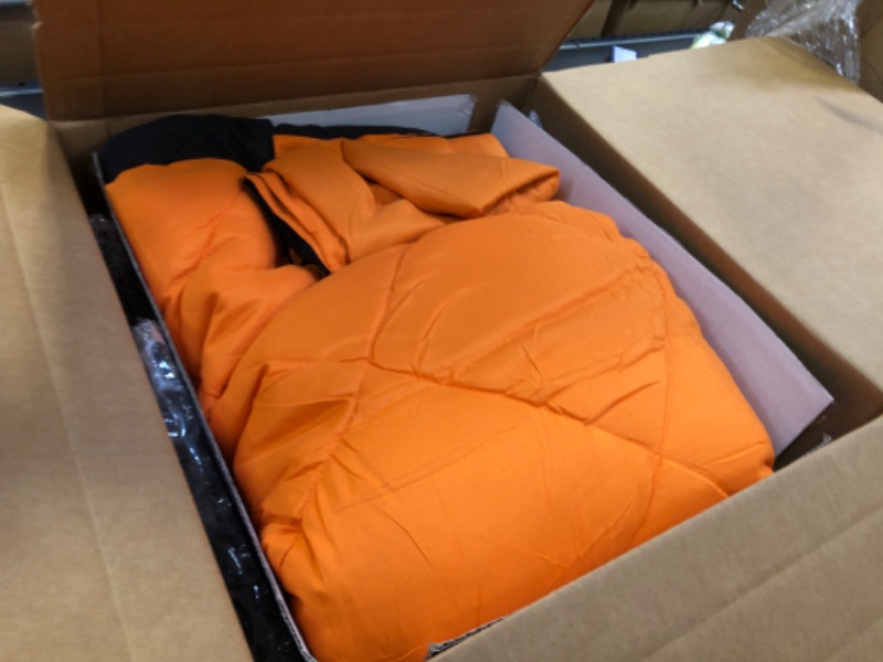 Photo 2 of downluxe Lightweight Solid Comforter Set (King) with 2 Pillow Shams - 3-Piece Set - Orange and Black - Down Alternative Reversible Comforter Orange/Black King