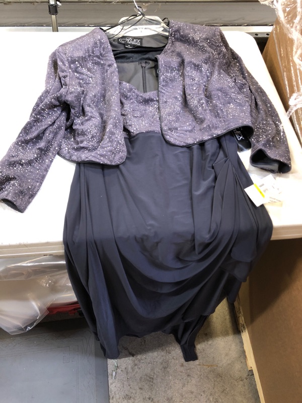 Photo 2 of Alex Evenings Women's Empire Waist Bolero Jacket Dress (Petite Regular Plus Sizes) Smoke SIZE 14 Empire Waist Bolero Jacket Dress (