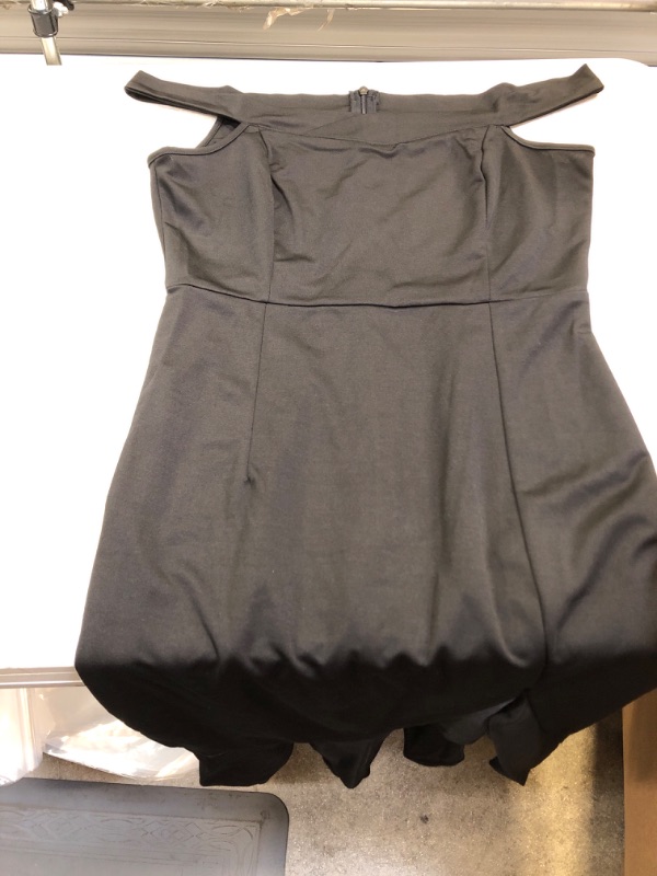 Photo 2 of Floerns Women's Off The Shoulder Split Ruffle Hem Bodycon Midi Dress SIZE Medium Dark Black