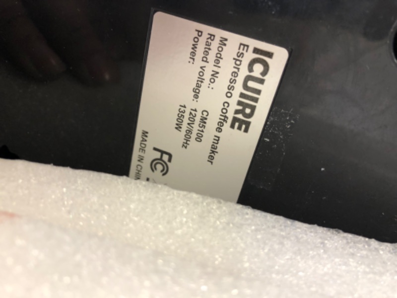 Photo 1 of ICUIRE Espresso Machine, 20 Bar Compact Espresso Coffee Machine with Milk Frother, Digital Touch Panel, 37 Oz Removable Water Tank for Espresso Make Silver without Milk Frothing Pitcher * WATER STAINS 