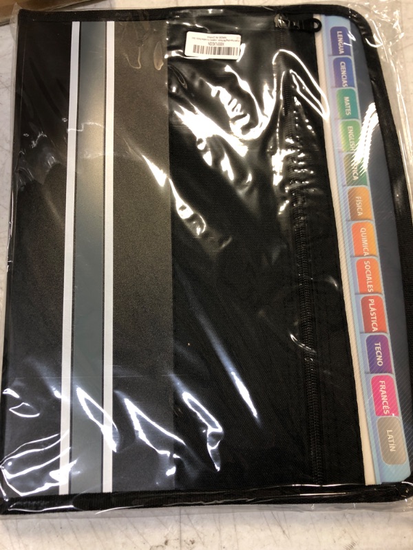 Photo 1 of ThinkTex 13 Pocket Expanding File Folder with Sticky Labels, Accordion File Folder Document Organizer Expanding Zip File Folder with Zipper Closure?Letter A4 Paper Document Accordion Folder, Grey… Black With Gray Stripes