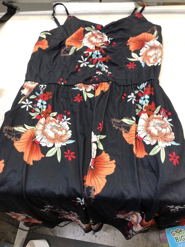 Photo 2 of YATHON Casual Dresses for Women Sleeveless Cotton Summer Beach Dress A Line Spaghetti Strap Sundresses with Pockets Large Yt090-black Floral 02