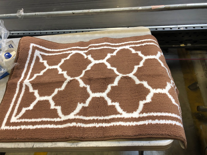 Photo 1 of 20 X 32" BROWN AND WHITE BATH MAT 