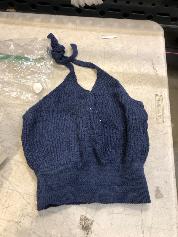 Photo 1 of  NAVY KNITTED TOP (SIZE: XS) 