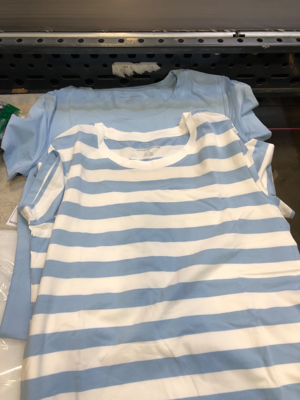 Photo 1 of 2 PC WOMENS SHIRTS ( LIGHT BLUE AND WHITE ) ( SIZE: MED ) 