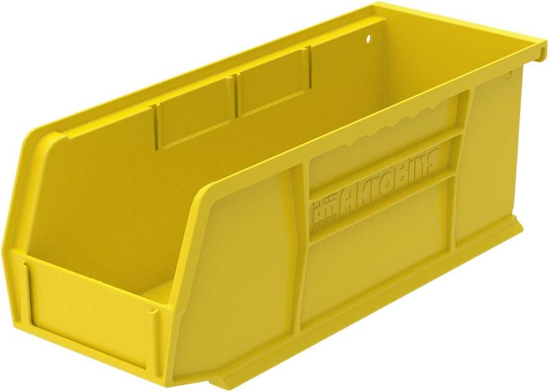 Photo 1 of Akro-Mils 30224 AkroBins Plastic Hanging Stackable Storage Organizer Bin, 11-Inch x 4-Inch x 4-Inch, Yellow