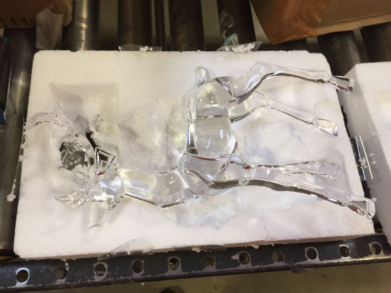 Photo 2 of 12 Inch High Sculpted Glass-Look Christmas Reindeer Statue in Clear Acrylic