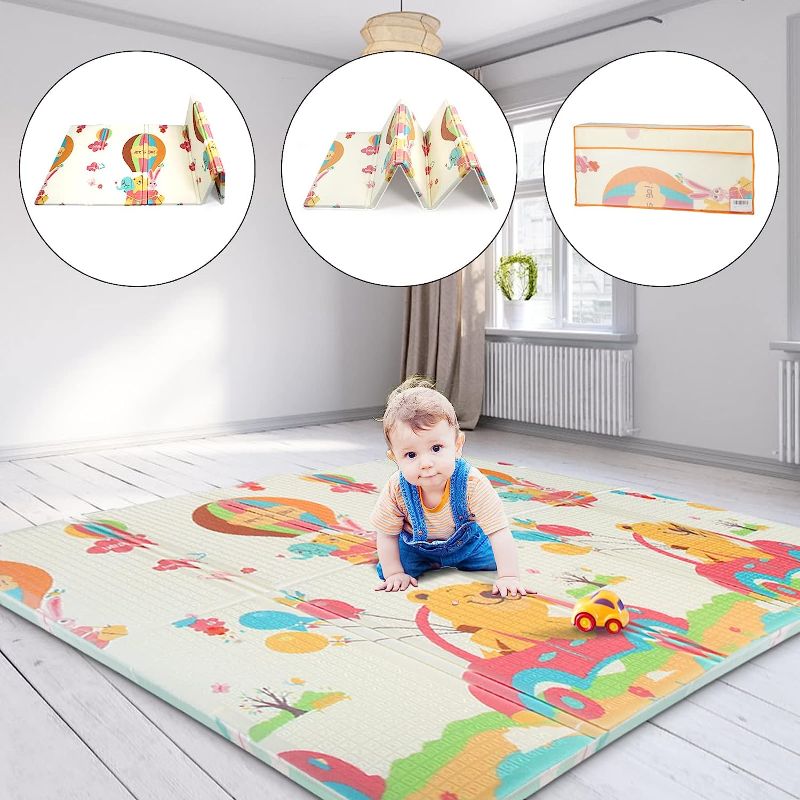 Photo 1 of Gentle Monster Play Mat for Baby, Foldable Reversible XL 0.6 inch Thick Crawing Mat for Kids, Waterproof Portable Foam Playmat for Toddlers on Floor (Bear & Rabbit Print),77" x 70"x 0.6"
