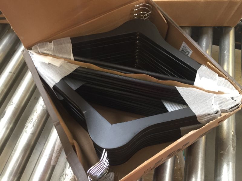 Photo 2 of Zober High-Grade Black Wooden Suit Hangers with Non Slip Pants Hanger Bar (30 Pack) (30 Pack)