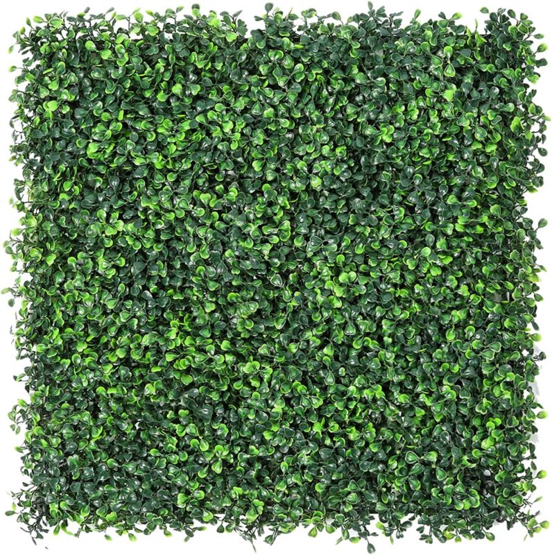 Photo 1 of 12 Pieces 20"x 20" Artificial Boxwood Panels Topiary Hedge Plant, Privacy Hedge Screen Sun Protected Suitable for Outdoor, Indoor, Garden, Fence, Backyard and Decor (12PCS)