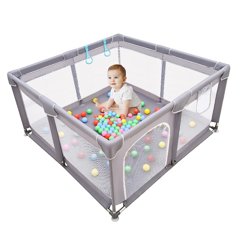 Photo 1 of Baby Playpen, Baby Playpen for Toddler, Baby Playard, Playpen for Babies with Gate, Indoor & Outdoor Playard for Kids Activity Center?Sturdy Safety Play Yard with Soft Breathable Mesh
