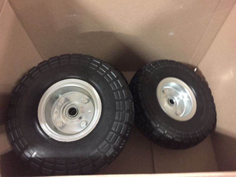 Photo 2 of (4-Pack) AR-PRO 10-Inch Solid Rubber Tires and Wheels - Replacement 4.10/3.50-4” Tires and Wheels with 5/8” Axle Bore Hole, 2.2” Offset Hub, and Double Sealed Bearings - Perfect for Gorilla Carts 4 Sliver