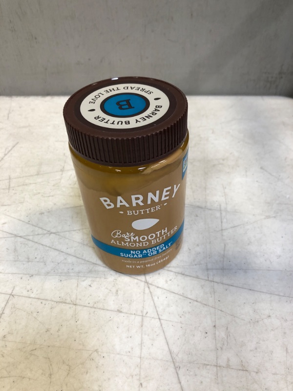 Photo 2 of BARNEY Almond Butter, Bare Smooth, No Stir, No Sugar, No Salt, Non-GMO, Skin-Free, Paleo, KETO, 16 Ounce Bare Smooth 16 Ounce (Pack of 1) ( EXP:02/01/2023)