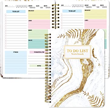 Photo 1 of 2 To Do List Notebook Daily Planner Undated Schedule Food Fitness Gratitude Journal Notepad Marble Hard Cover 8.5 x 5.9" Organize