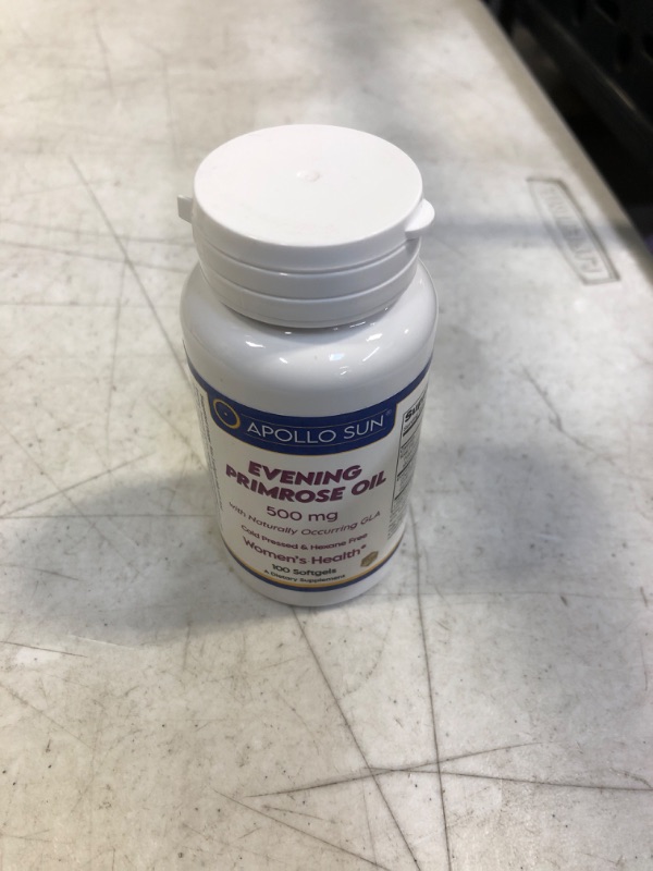 Photo 2 of APOLLO SUN Evening Primrose Oil 500mg EPO Supplement (100 Softgels) ( EXP:12/23)