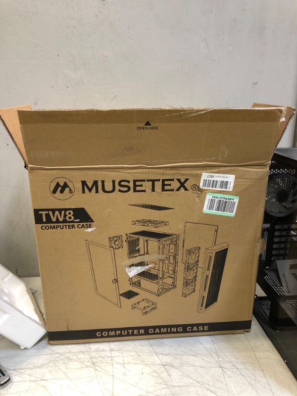 Photo 2 of MUSETEX Mid-Tower ATX PC Case Pre-Installed 6pcs 120mm ARGB Fans, Mesh Computer Gaming Case, Opening Tempered Glass Side Panels, USB 3.0 x 2, Black, TW8-S6-B