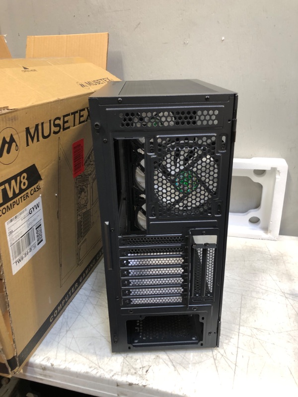 Photo 6 of MUSETEX Mid-Tower ATX PC Case Pre-Installed 6pcs 120mm ARGB Fans, Mesh Computer Gaming Case, Opening Tempered Glass Side Panels, USB 3.0 x 2, Black, TW8-S6-B