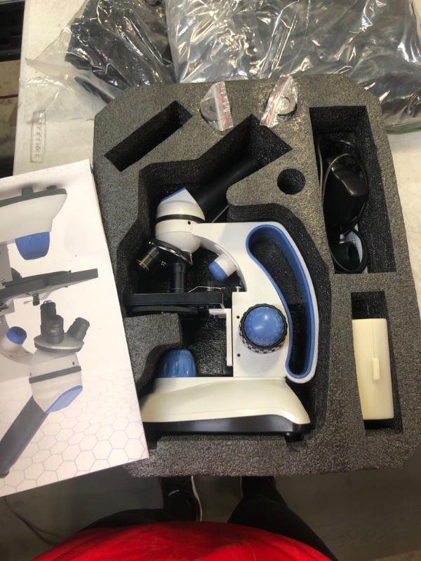 Photo 3 of Old Ted 40x - 1000x Microscope for Adults & Students. Complete with Microscope Slides, Instruction Guide, Phone Adaptor and Dual Power Supply Blue