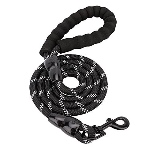 Photo 1 of AMAZON BASICS 5-FOOT REFLECTIVE DOG LEASH WITH COMFORTABLE PADDED HANDLE, BLACK, FOR LARGE, MEDIUM OR SMALL DOGS  
