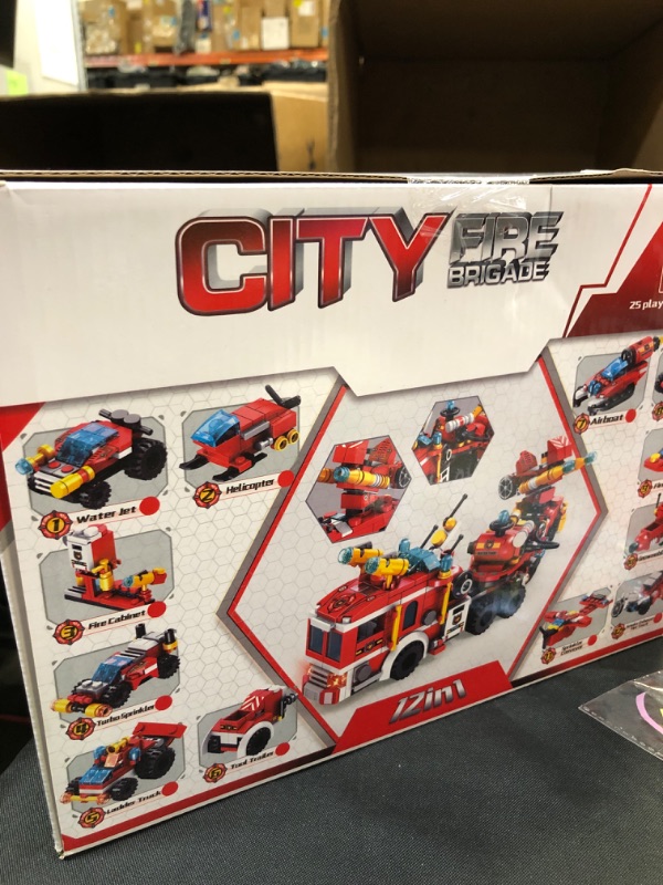 Photo 2 of Acekid 12 Pcs Easter Eggs Filled with Engineering Building Blocks, Easter Egg Prefilled with 25-in-1 Fire Trucks for Kids ?Easter Egg Hunt, Basket Stuffers Filler and Classroom Prize Supplies