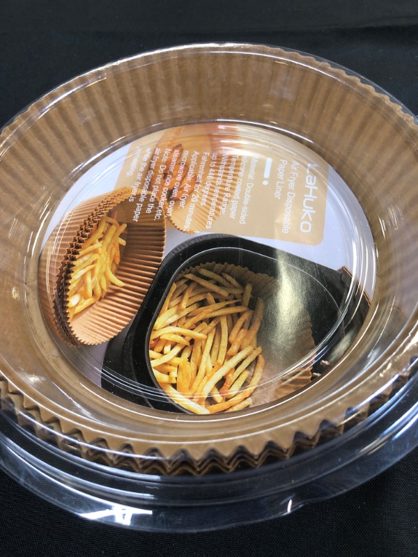 Photo 1 of Air Fryer Parchment Paper,120pcs Air Fryer Disposable Paper Liner, Non-Stick Air Fryer Liners, Baking, Roasting, Frying, Air Fryer, Microwave, Oven, Steamer 6.5'' Natural Round-6.5inches-120PCS