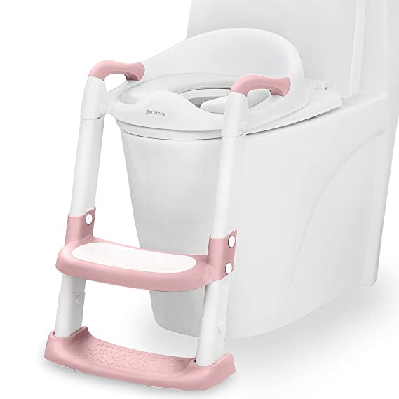 Photo 1 of Kylinton® Potty Training Seat with Step Stool Ladder, Foldable Toddler Potty Seat for Toilet 2 in 1 Potty Training Toilet for Kids, Splash Guard Comfotable and Anti-Slip Pad for Boys Girls, BabyPink