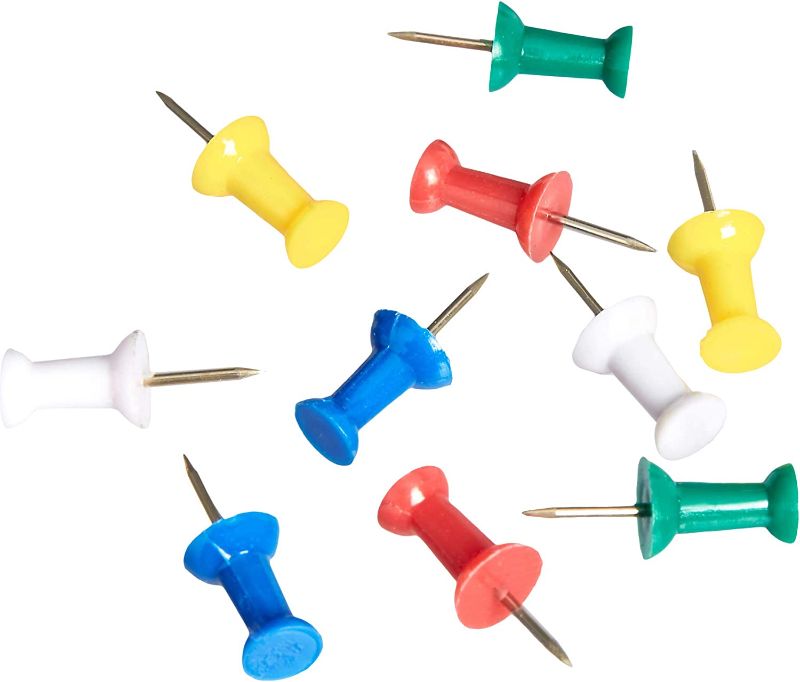 Photo 1 of Amazon Basics Push Pins Tacks, Assorted Colors, Steel Point