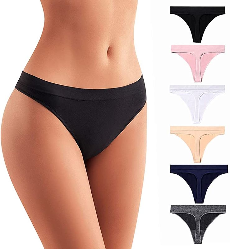 Photo 1 of 6 pack No Show thong pack for women thongs for women seamless thongs for women pack thong underwear women SMALL BLACK