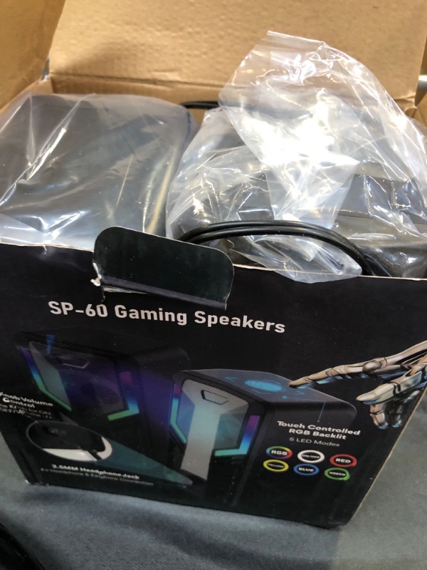 Photo 2 of SUDOTACK Gaming Computer Speakers, 10W USB-Powered Stereo Multimedia Speakers, with RGB Touch Control Backlit, 5 LED Light Modes, 3.5MM Headphone Jack, for Desktop PC Laptop Monitor Projectors TVs