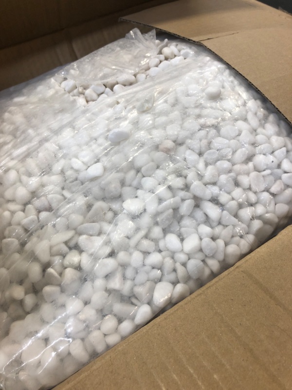 Photo 2 of [18 Pounds] White Pebbles Aquarium Gravel River Rock,Natural Polished Decorative Gravel,Garden Ornamental Pebbles Rocks,White Stones,Polished Gravel for Landscaping Vase Fillers White Mini (White)