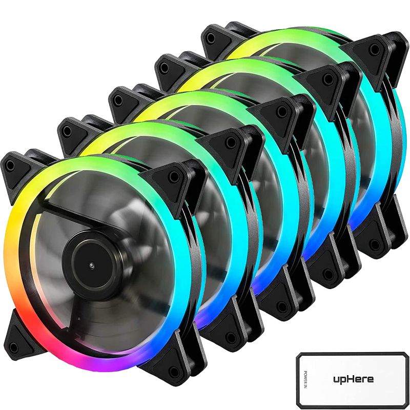 Photo 1 of upHere RGB Series Case Fan,120mm Fan,Quiet Edition High Airflow Adjustable Color LED Case Fan for PC Cases-5 Pack