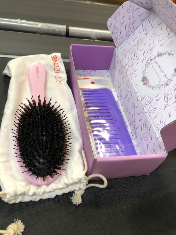 Photo 2 of 
Hair Brush Boar Bristle Hair Brushes for Women Men Kids, Detangler Hair Brush for Curly Thick Fine Natural Long Short Dry Hair?No Pulling,Add Shine Texture PINK