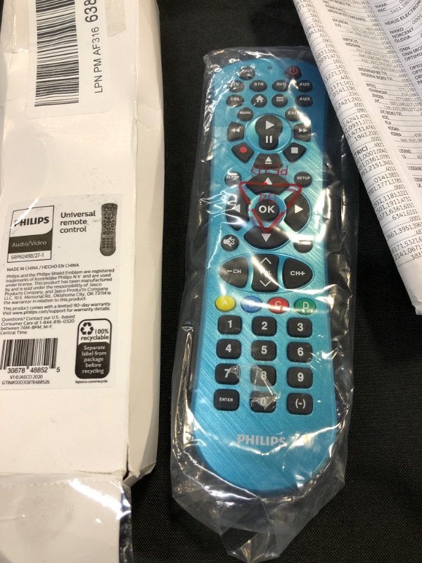 Photo 2 of Philips Universal Remote Control Replacement for Samsung, Vizio, LG, Sony, Sharp, Roku, Apple TV, RCA, Panasonic, Smart TVs, Streaming Players, Blu-ray, DVD, Simple Setup, 6 Device, Blue, SRP6249B/27 Blue 6 Device Control