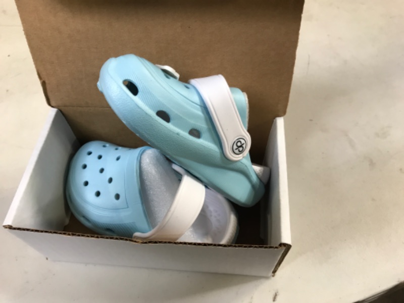 Photo 2 of dripdrop Girls Comfort Clogs Kids Slip On Garden Shoes Boys Lightweight Beach Pool Slide Sandals Shower Slipper (Toddler/Little Kids) 4-4.5  Toddler Sky Blue Wing