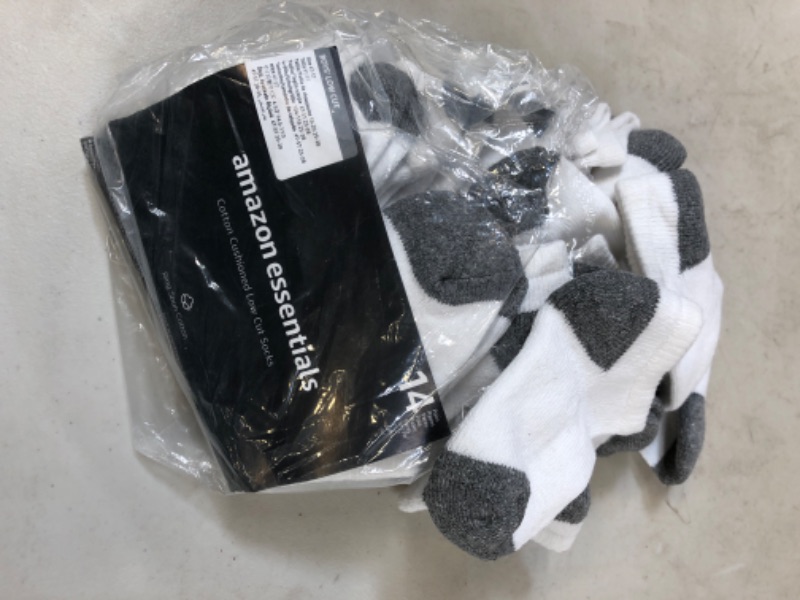Photo 1 of Amazon Essentials Unisex Kids and Toddlers' Cotton Low Cut Sock, Pack of 14 4-5T White/Grey