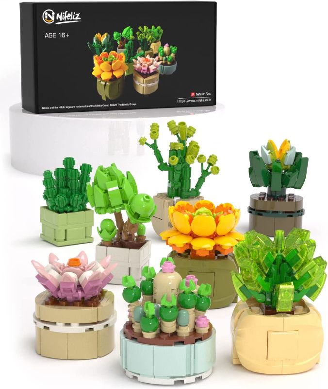 Photo 1 of Nifeliz Succulents Plant Decor Building Kit, Fresh Succulents Plant Display Set Unique Flower Decor Ideas, Creative Building Project for Adults (612 PCS)
