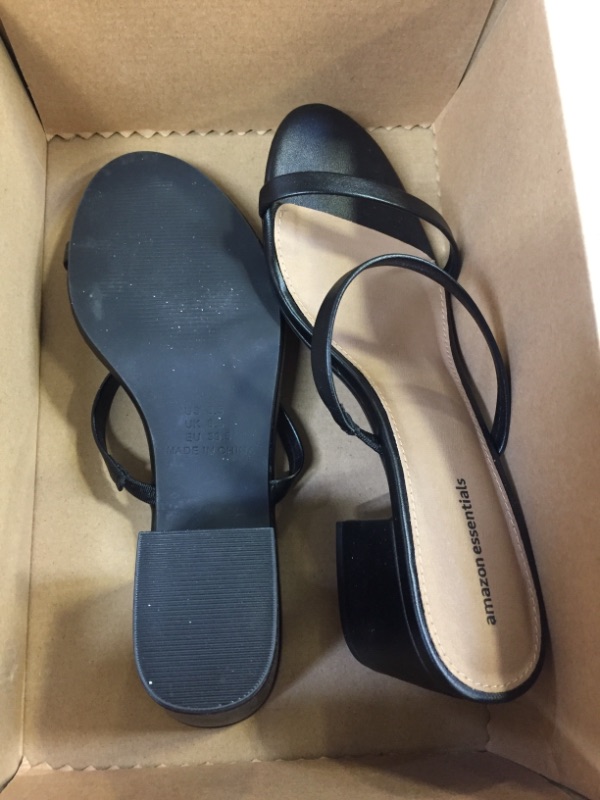 Photo 2 of Amazon Essentials Women's Thin Two Strap Heeled Slide SIZE 8.5 Black