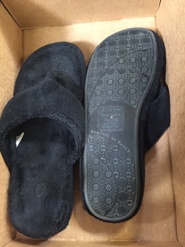 Photo 2 of Acorn Women's Spa Thong Slipper SIZE 6.5-7.5 Black