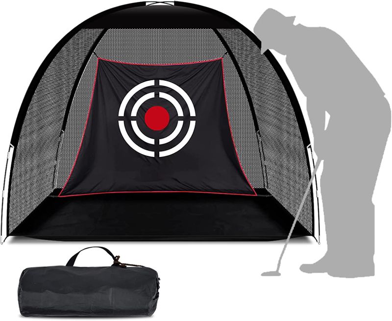 Photo 1 of Sharellon Golf Practice Net for Backyard, Golf Hitting Net with Carry Bag and Target Cloth, Golf Net Golfing at Home Swing Training Aids for Indoor or Outdoor Use
