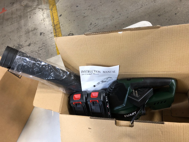 Photo 2 of 21V Leaf Blower Cordless with Battery and Charger, 5 Speeds Adjustable Cordless Battery Operated Blower for Lawn Care, Small Electric Cordless Leaf Blower with 2 Batteries Cordless Blower
