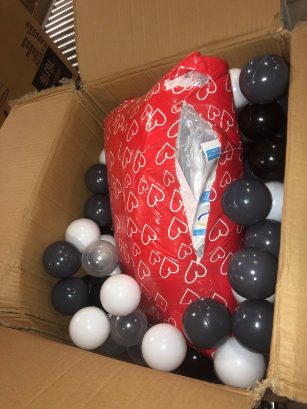 Photo 1 of Foam Ball Pit for Baby, Toddler, Boys & Girls 36x11 with 200 Colored Balls 2.75". Durable Ball Pit Won't Wrinkle. Soft, Safe, Fun Play for Children. Gray Color:Black/White/Grey