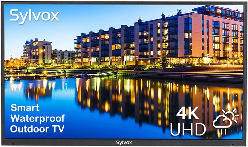 Photo 1 of SYLVOX 55 Inch Outdoor TV, Waterproof 4K Smart TV, High Brightness,7x16(H) Commercial Grade, Supports Bluetooth & Wi-Fi, Suitable for Partial Sun 
